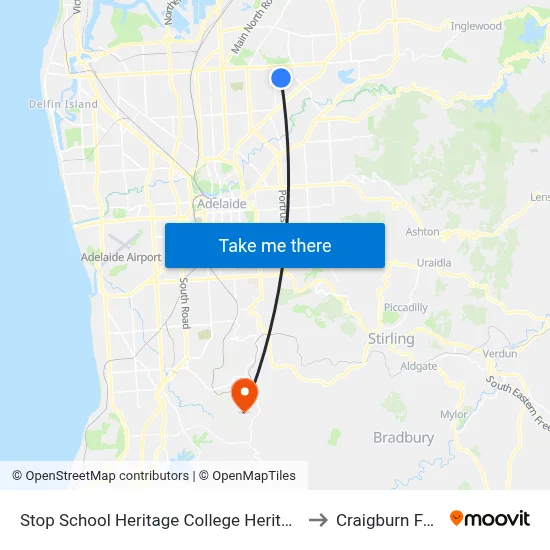 Stop School Heritage College Heritage Ct to Craigburn Farm map