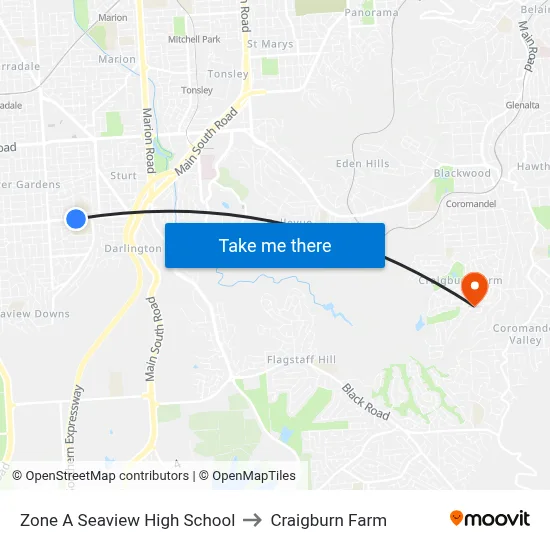 Zone A Seaview High School to Craigburn Farm map