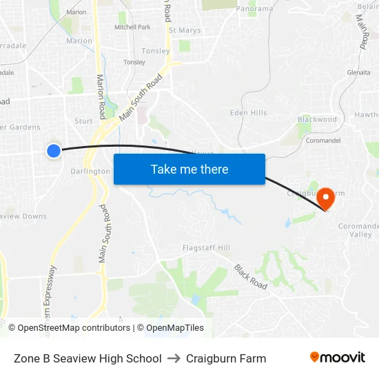 Zone B Seaview High School to Craigburn Farm map
