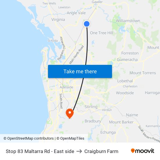 Stop 83 Maltarra Rd - East side to Craigburn Farm map