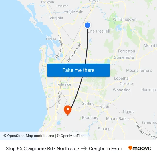 Stop 85 Craigmore Rd - North side to Craigburn Farm map
