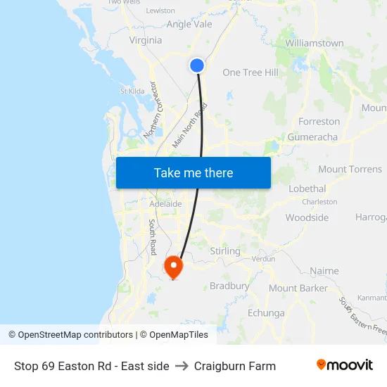 Stop 69 Easton Rd - East side to Craigburn Farm map