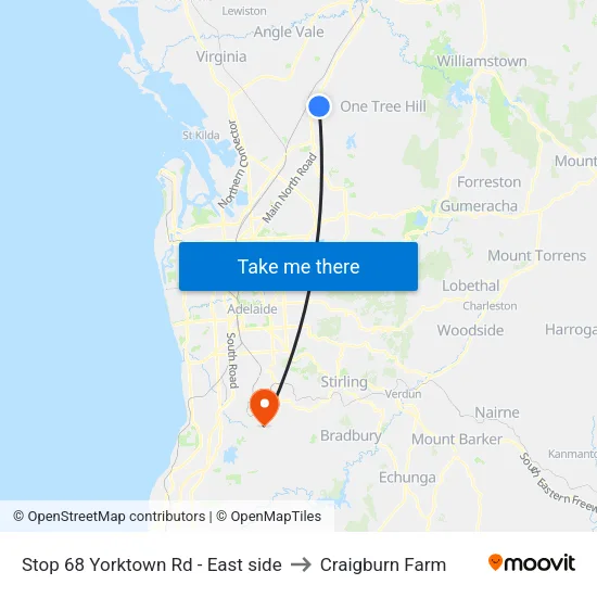 Stop 68 Yorktown Rd - East side to Craigburn Farm map