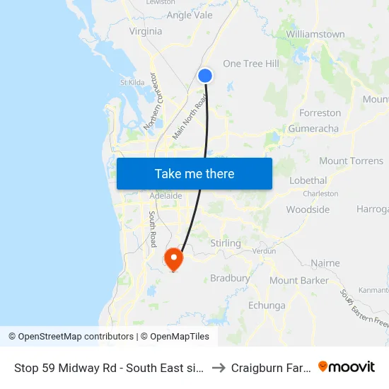 Stop 59 Midway Rd - South East side to Craigburn Farm map