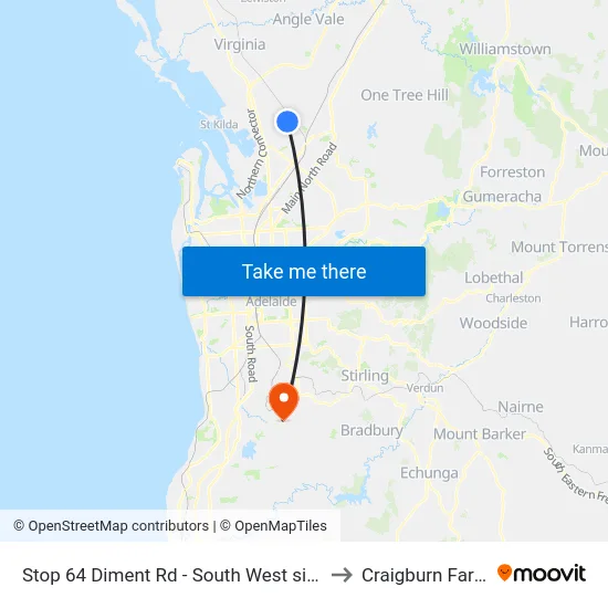 Stop 64 Diment Rd - South West side to Craigburn Farm map