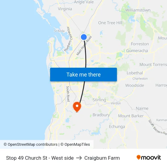 Stop 49 Church St - West side to Craigburn Farm map