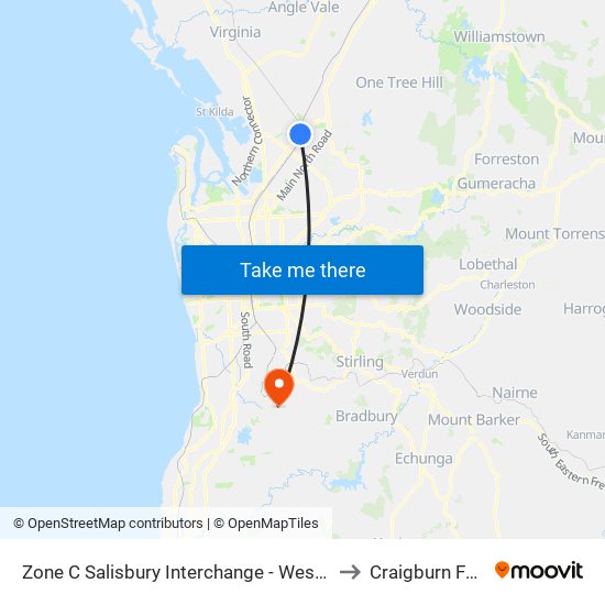 Zone C Salisbury Interchange - West Side to Craigburn Farm map