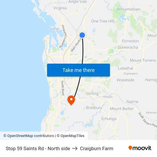 Stop 59 Saints Rd - North side to Craigburn Farm map