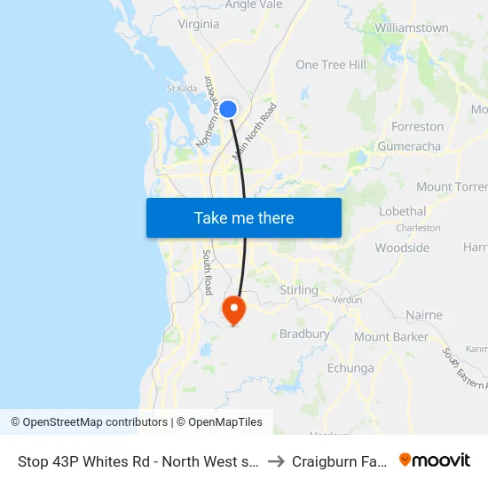 Stop 43P Whites Rd - North West side to Craigburn Farm map
