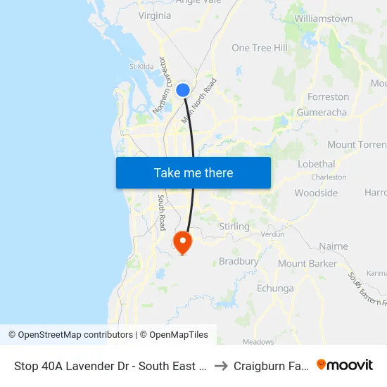 Stop 40A Lavender Dr - South East side to Craigburn Farm map