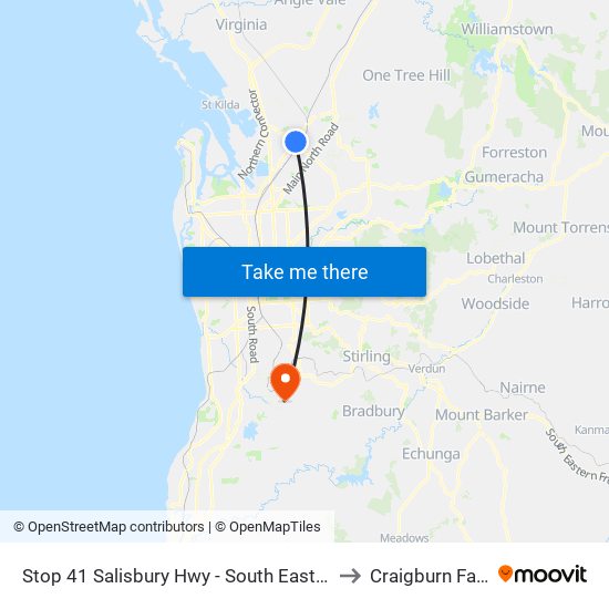 Stop 41 Salisbury Hwy - South East side to Craigburn Farm map