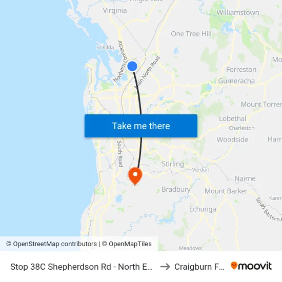 Stop 38C Shepherdson Rd - North East side to Craigburn Farm map