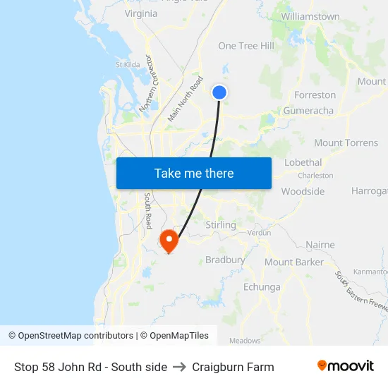 Stop 58 John Rd - South side to Craigburn Farm map