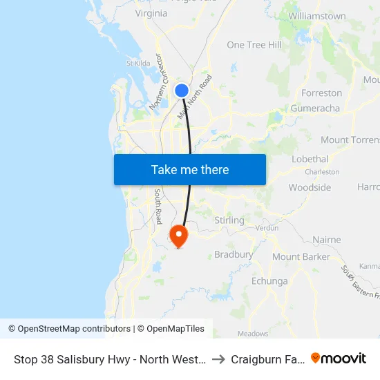 Stop 38 Salisbury Hwy - North West side to Craigburn Farm map