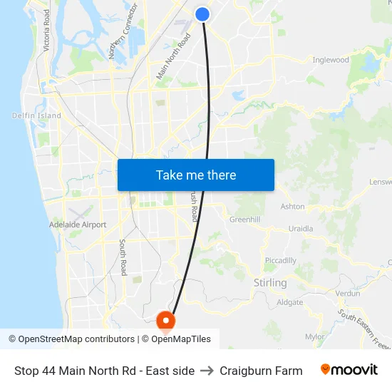 Stop 44 Main North Rd - East side to Craigburn Farm map