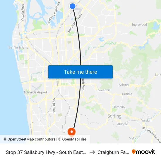 Stop 37 Salisbury Hwy - South East side to Craigburn Farm map