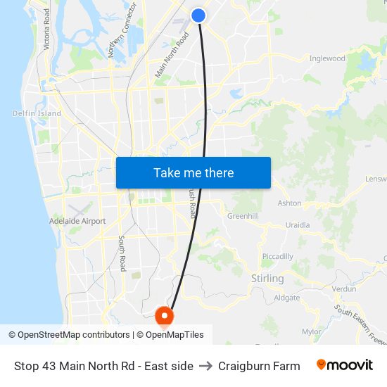 Stop 43 Main North Rd - East side to Craigburn Farm map