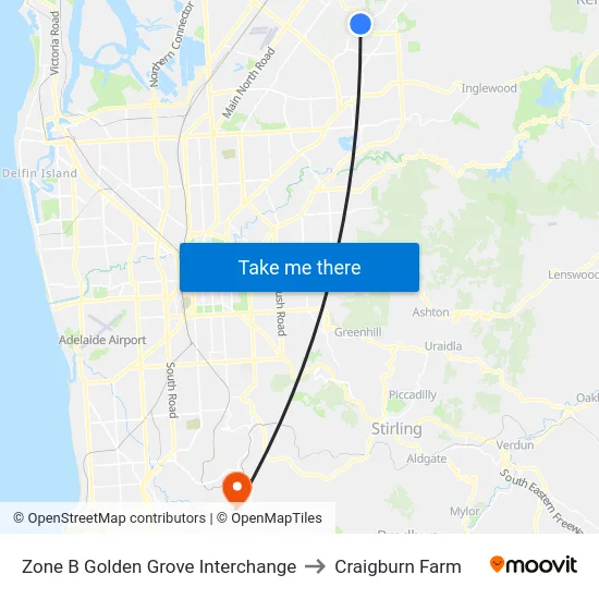 Zone B Golden Grove Interchange to Craigburn Farm map