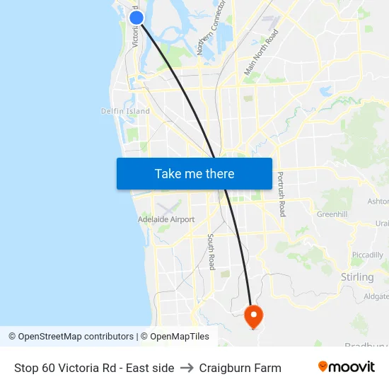 Stop 60 Victoria Rd - East side to Craigburn Farm map
