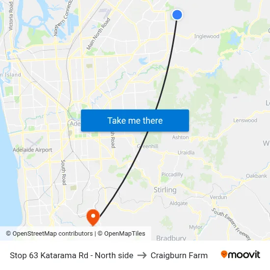 Stop 63 Katarama Rd - North side to Craigburn Farm map