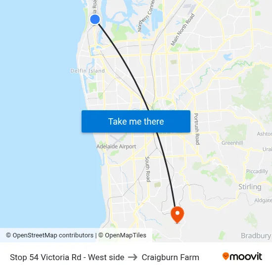 Stop 54 Victoria Rd - West side to Craigburn Farm map