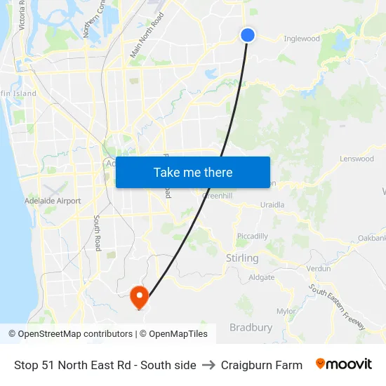 Stop 51 North East Rd - South side to Craigburn Farm map