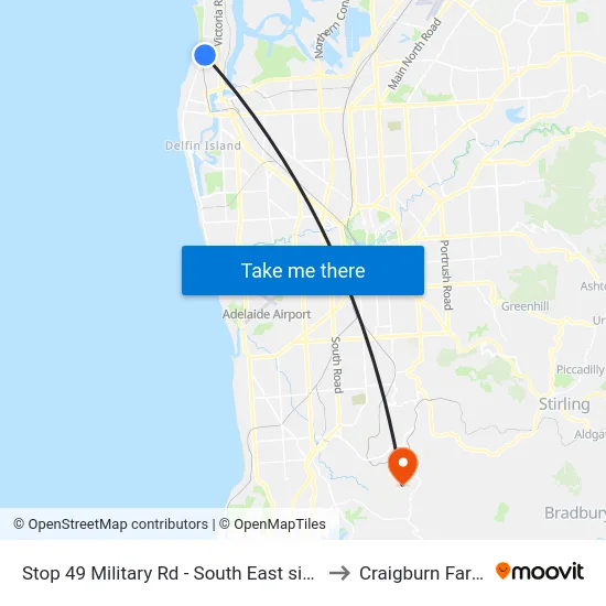 Stop 49 Military Rd - South East side to Craigburn Farm map