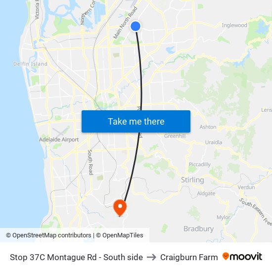 Stop 37C Montague Rd - South side to Craigburn Farm map