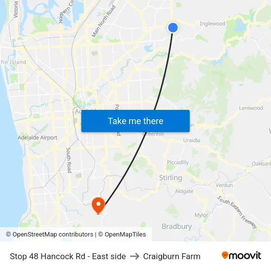 Stop 48 Hancock Rd - East side to Craigburn Farm map