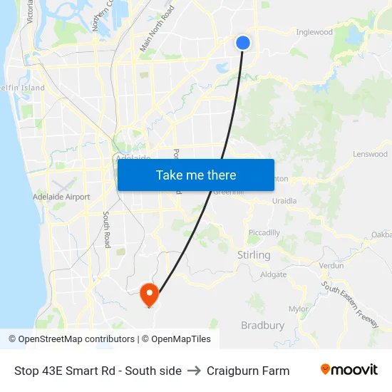Stop 43E Smart Rd - South side to Craigburn Farm map
