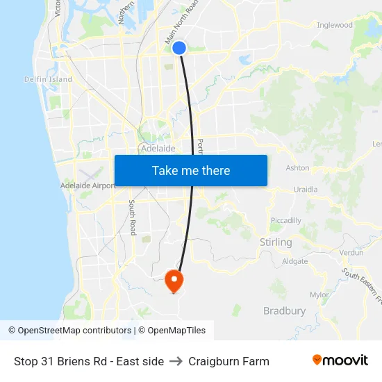 Stop 31 Briens Rd - East side to Craigburn Farm map