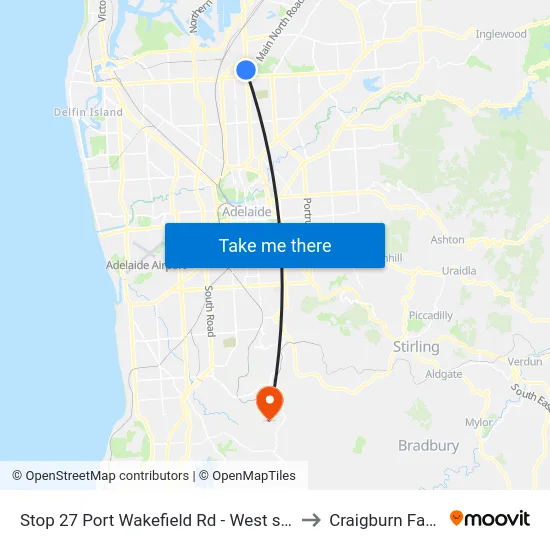 Stop 27 Port Wakefield Rd - West side to Craigburn Farm map