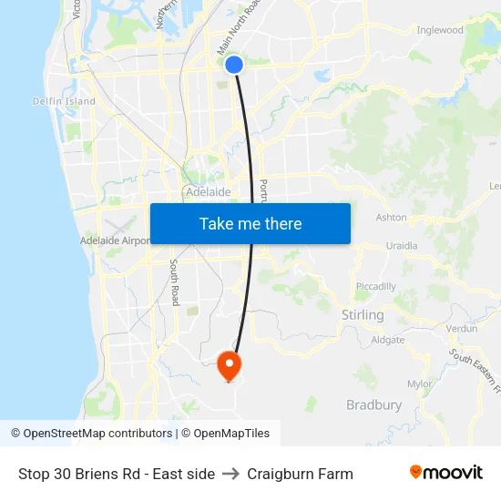 Stop 30 Briens Rd - East side to Craigburn Farm map