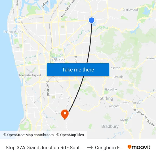 Stop 37A Grand Junction Rd - South side to Craigburn Farm map
