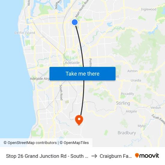 Stop 26 Grand Junction Rd - South side to Craigburn Farm map