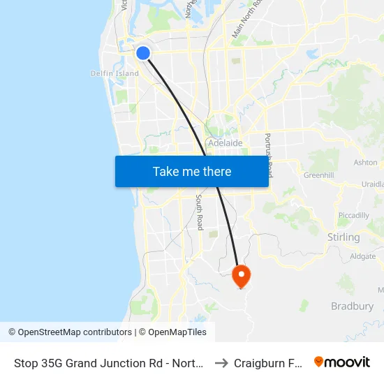Stop 35G Grand Junction Rd - North side to Craigburn Farm map
