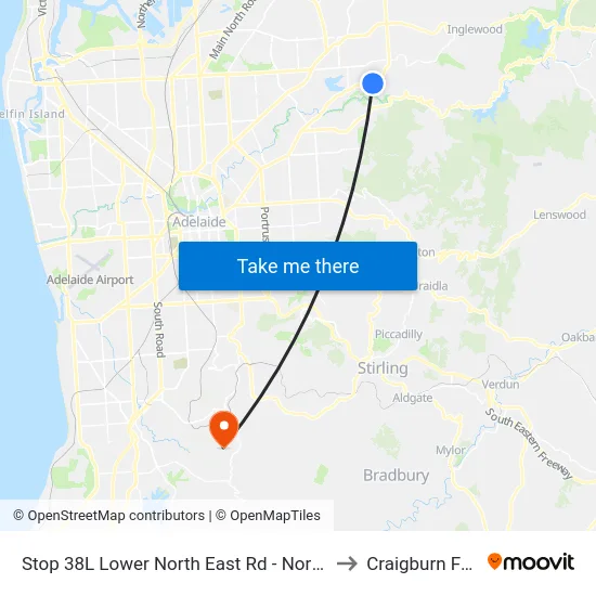 Stop 38L Lower North East Rd - North side to Craigburn Farm map