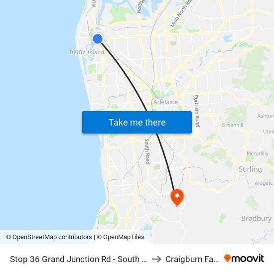 Stop 36 Grand Junction Rd - South side to Craigburn Farm map