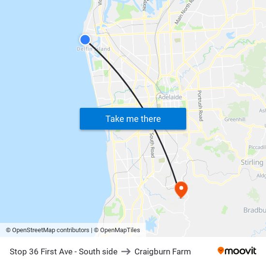 Stop 36 First Ave - South side to Craigburn Farm map