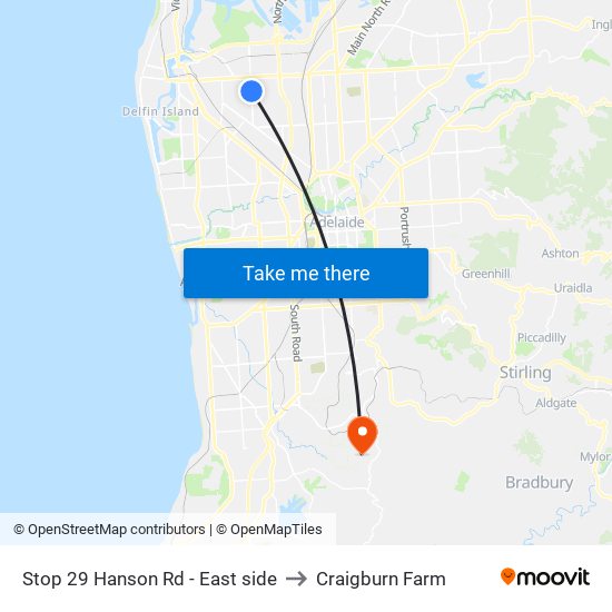 Stop 29 Hanson Rd - East side to Craigburn Farm map