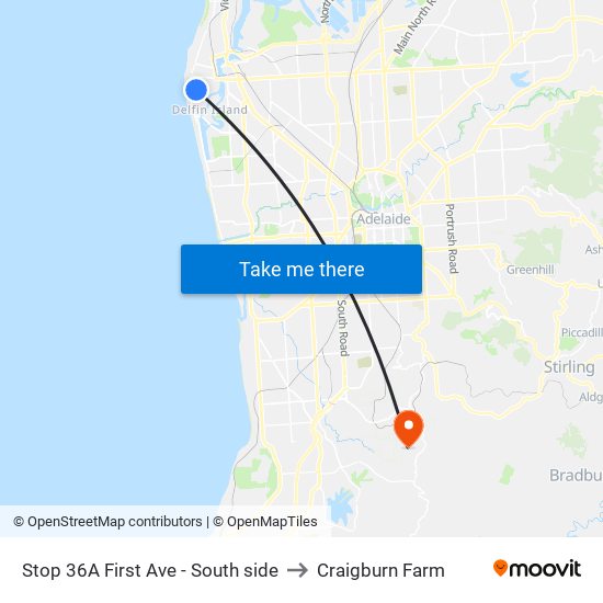 Stop 36A First Ave - South side to Craigburn Farm map