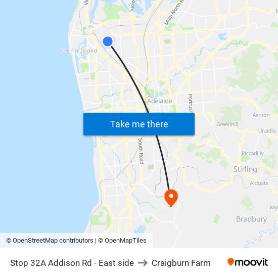 Stop 32A Addison Rd - East side to Craigburn Farm map