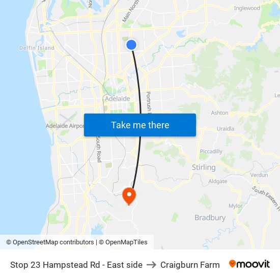 Stop 23 Hampstead Rd - East side to Craigburn Farm map