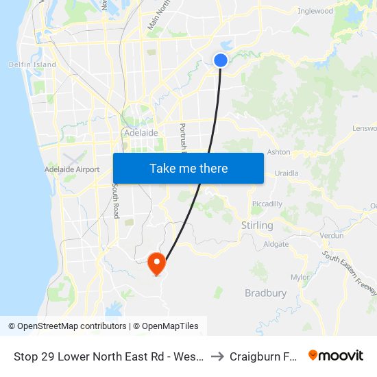 Stop 29 Lower North East Rd - West side to Craigburn Farm map