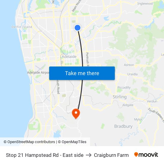 Stop 21 Hampstead Rd - East side to Craigburn Farm map