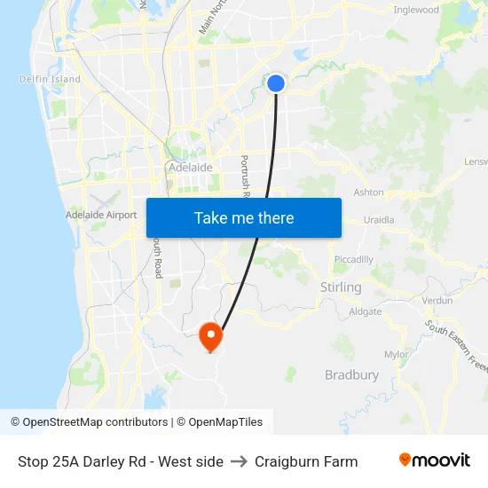 Stop 25A Darley Rd - West side to Craigburn Farm map