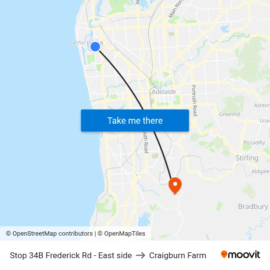 Stop 34B Frederick Rd - East side to Craigburn Farm map