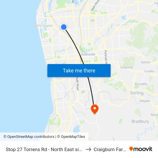 Stop 27 Torrens Rd - North East side to Craigburn Farm map
