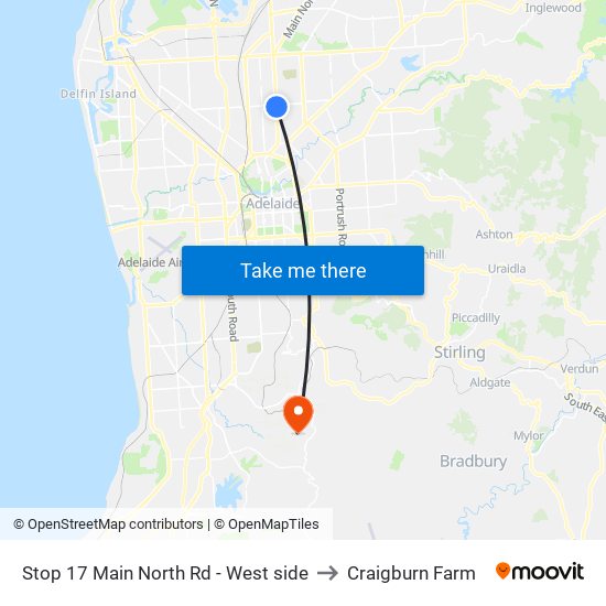 Stop 17 Main North Rd - West side to Craigburn Farm map