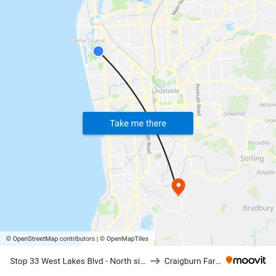 Stop 33 West Lakes Blvd - North side to Craigburn Farm map